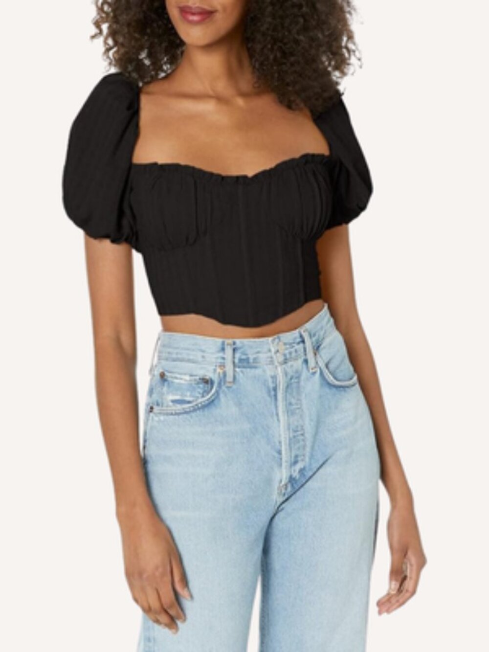 ASTR THE LABEL Black Corset Top | Off Shoulder Coquette‎ | Small